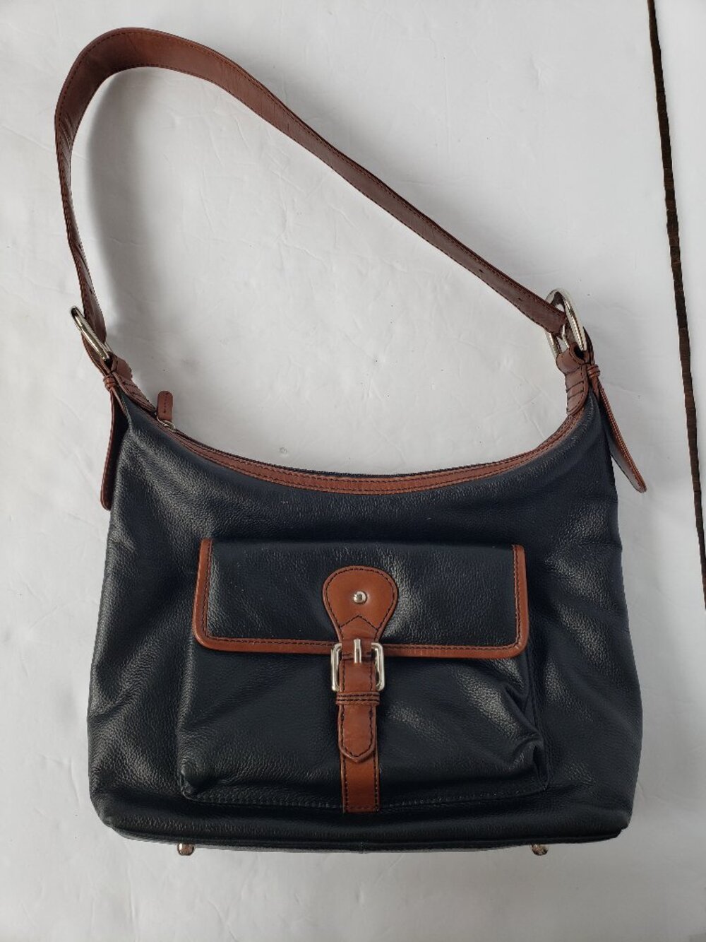 ILI New York Vintage Y2K Leather Front Pocket Black Shoulder Hobo Bag Purse